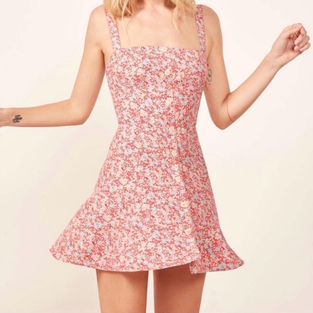 Reformation Pink Floral Jessa Mini Dress